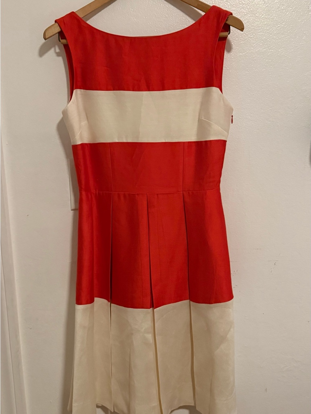 Red and Cream Colorblock Sleeveless Kids Dress